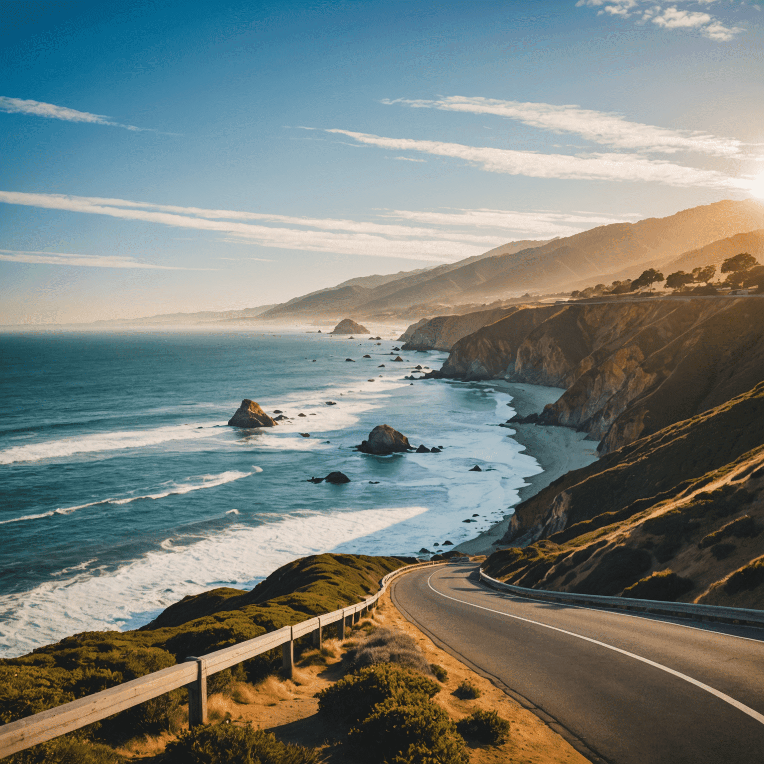 Scenic coastal drive along the Pacific Ocean in California